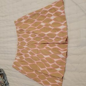 Trina turk tan and pink geometric print skirt